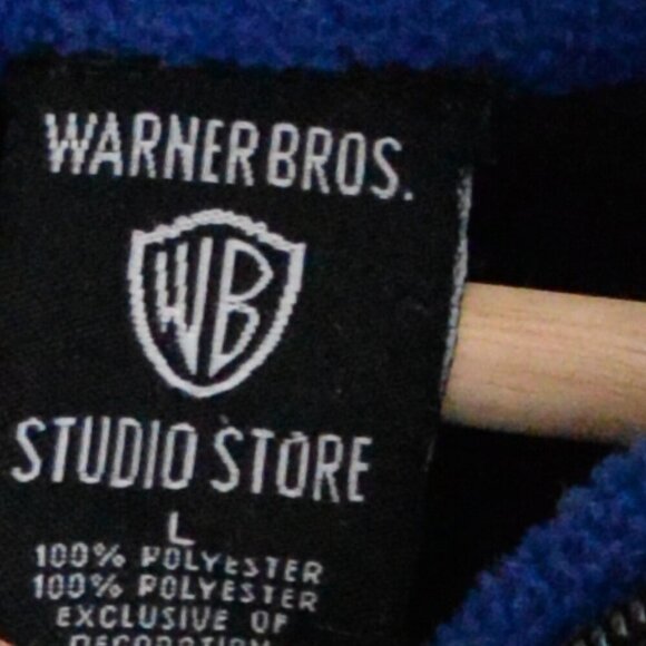 VTG '97 Warner Brothers Studio Store Navy Blue Wb Sport Half Sip Fleece Sweater - Picture 2 of 13